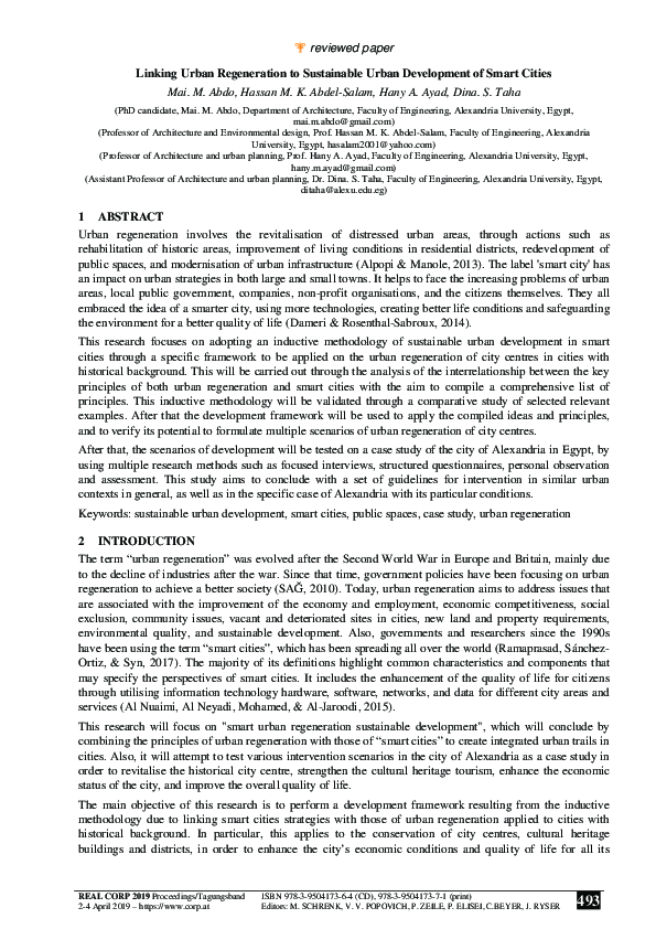(PDF) Urban Regeneration Strategies for Sustainable Smart Cities