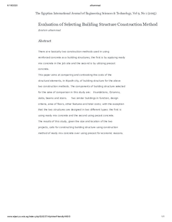(PDF) Evaluation of Selecting Building Structure Construction Method