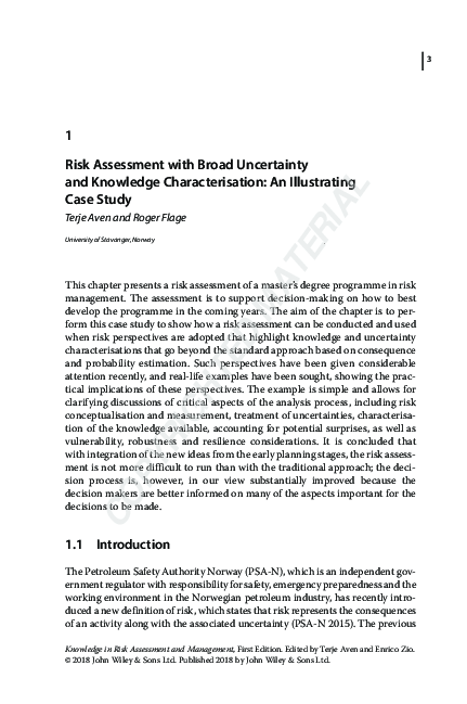 (PDF) Risk Assessment with Broad Uncertainty and Knowledge Characterisation