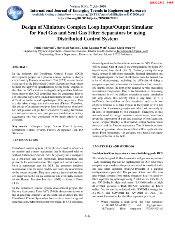 (PDF) Design of Miniature Complex Loop Input/Output Simulator for Fuel ...