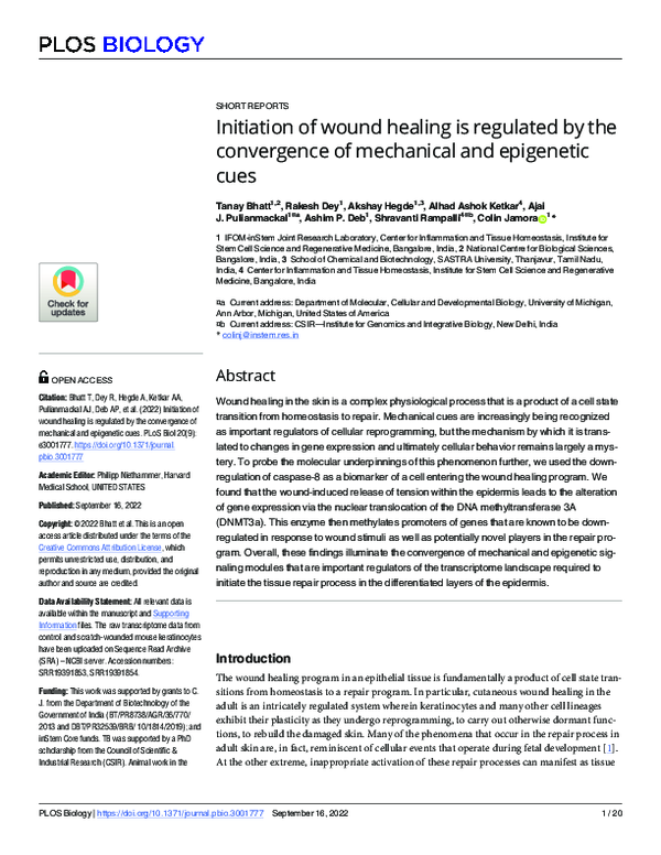 (PDF) Initiation of wound healing is regulated by the convergence of ...