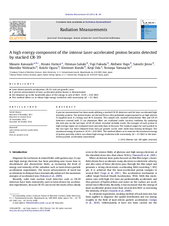 (PDF) A high energy component of the intense laser-accelerated proton ...