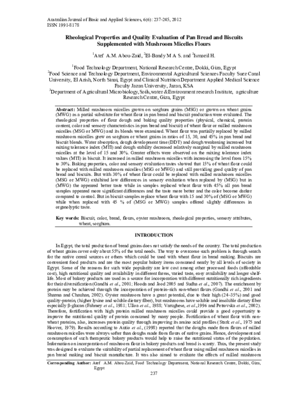 (PDF) Rheological Properties and Quality Evaluation of Pan Bread and ...
