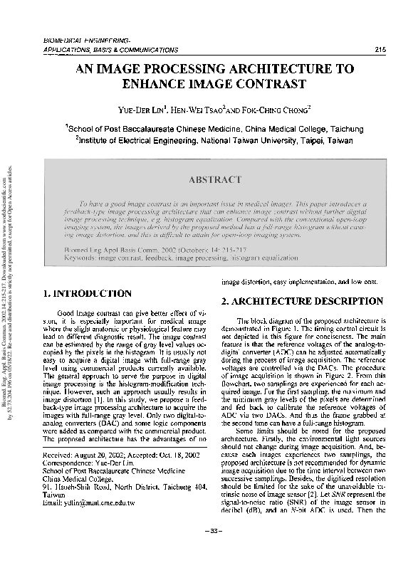 (PDF) An Image Processing Architecture to Enhance Image Contrast