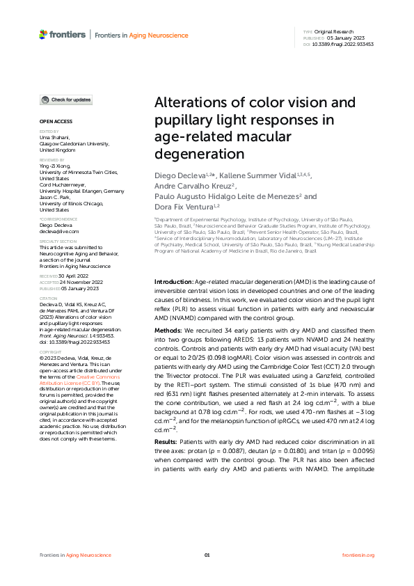 (PDF) Alterations of color vision and pupillary light responses in age ...