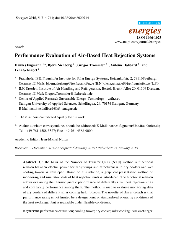 (PDF) Performance Evaluation of Air-Based Heat Rejection Systems