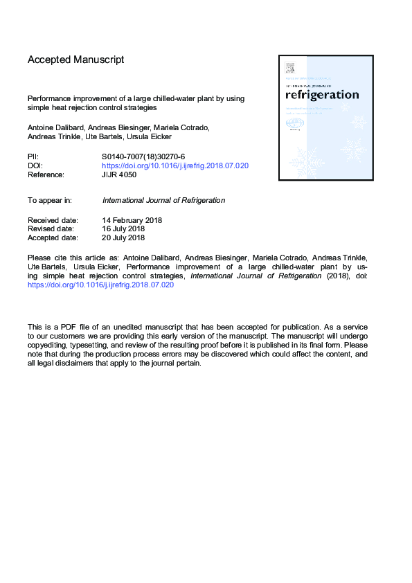 (PDF) Performance improvement of a large chilled-water plant by using ...