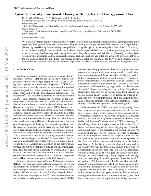 (PDF) Dynamic Density Functional Theory with Inertia and Background Flow