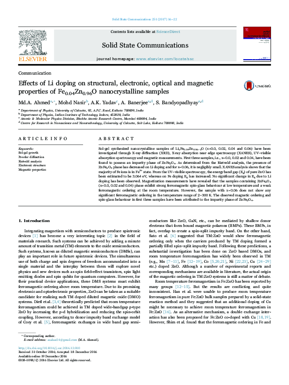 (PDF) Effects of Li doping on structural, electronic, optical and ...