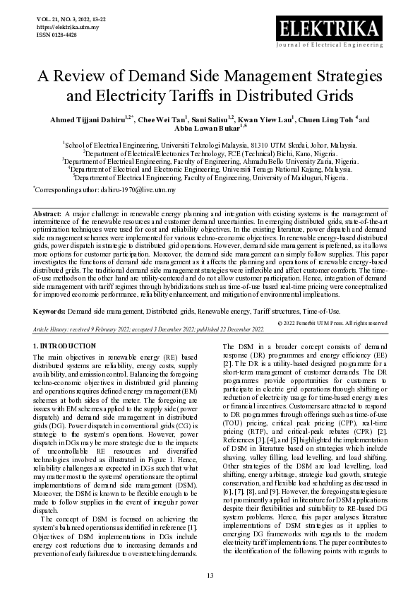 (PDF) A Review of Demand Side Management Strategies and Electricity ...