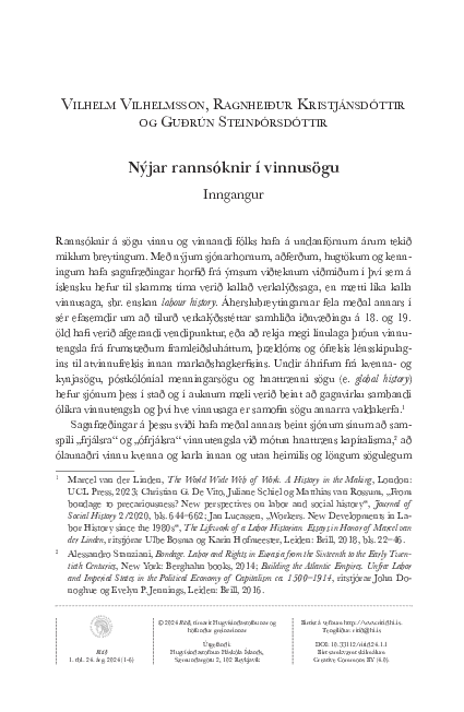 (PDF) Inngangur - Nýjar rannsóknir í vinnusögu | Vilhelm Vilhelmsson ...
