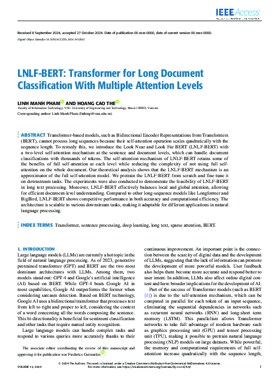 (PDF) LNLF-BERT: Transformer for Long Document Classification with ...