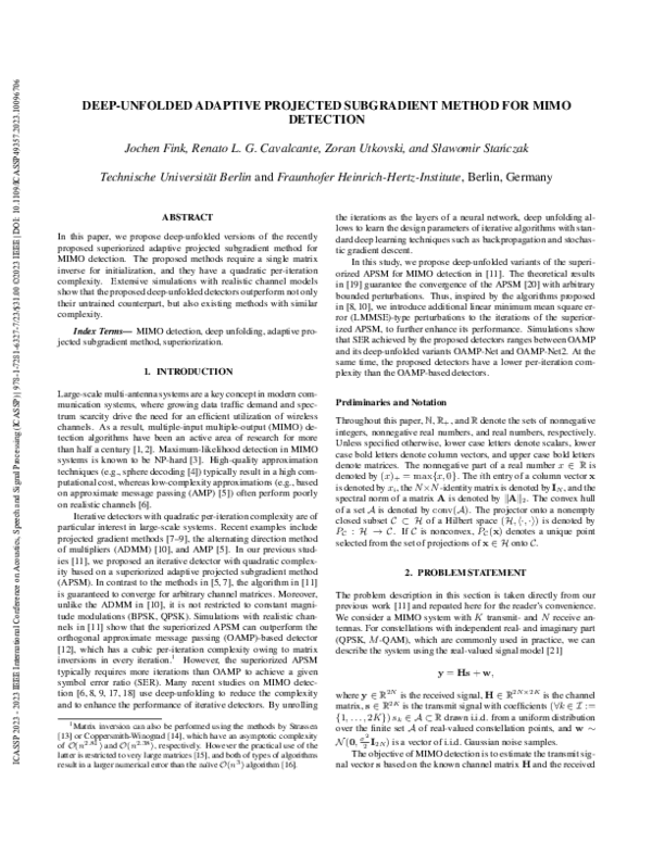 (PDF) Deep-Unfolded Adaptive Projected Subgradient Method For Mimo ...