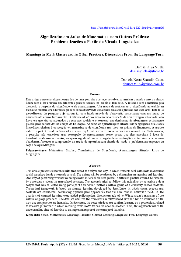 (PDF) Significados em Aulas de Matemática e em Outras Práticas ...