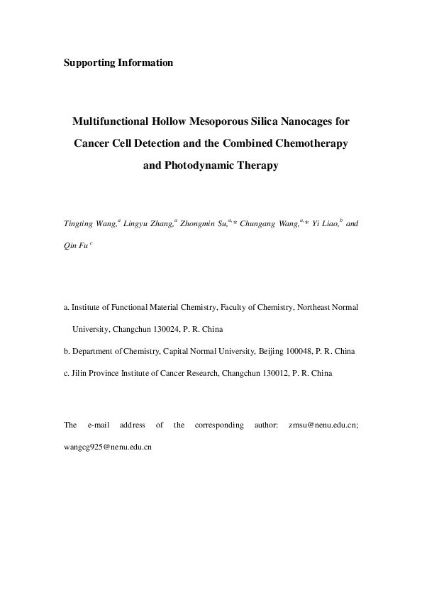 (PDF) Multifunctional Hollow Mesoporous Silica Nanocages for Cancer ...