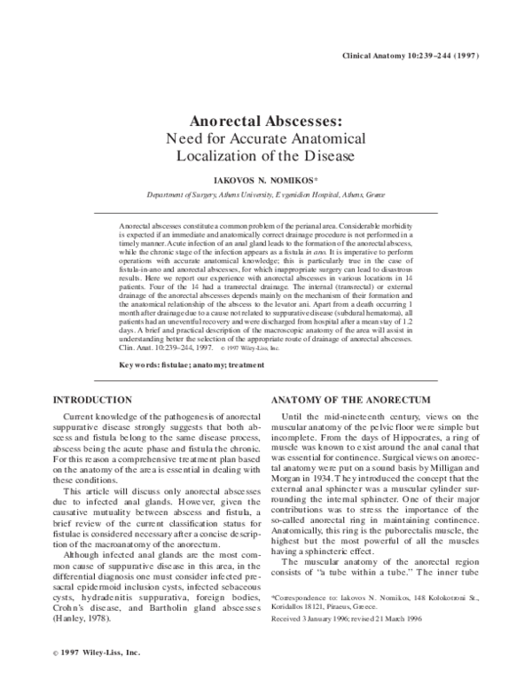(PDF) Anorectal abscesses: Need for accurate anatomical localization of ...