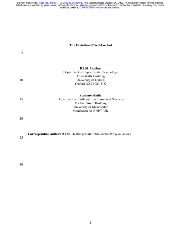 (PDF) The Evolution of Self-Control