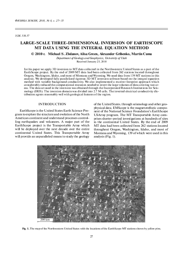 (PDF) Large-scale three-dimensional inversion of EarthScope MT data ...