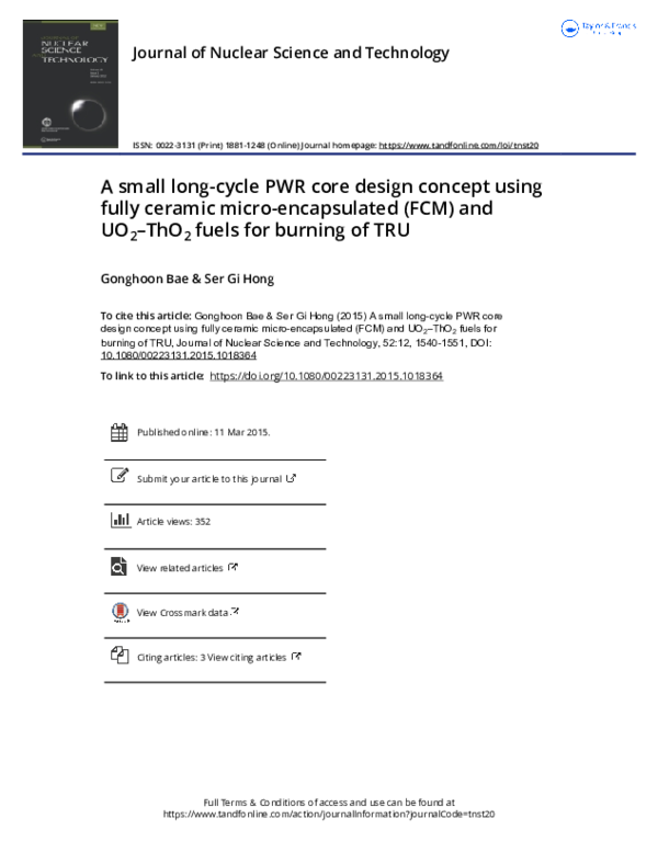 (PDF) A small long-cycle PWR core design concept using fully ceramic ...