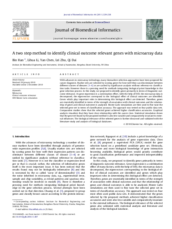 (PDF) A two step method to identify clinical outcome relevant genes ...