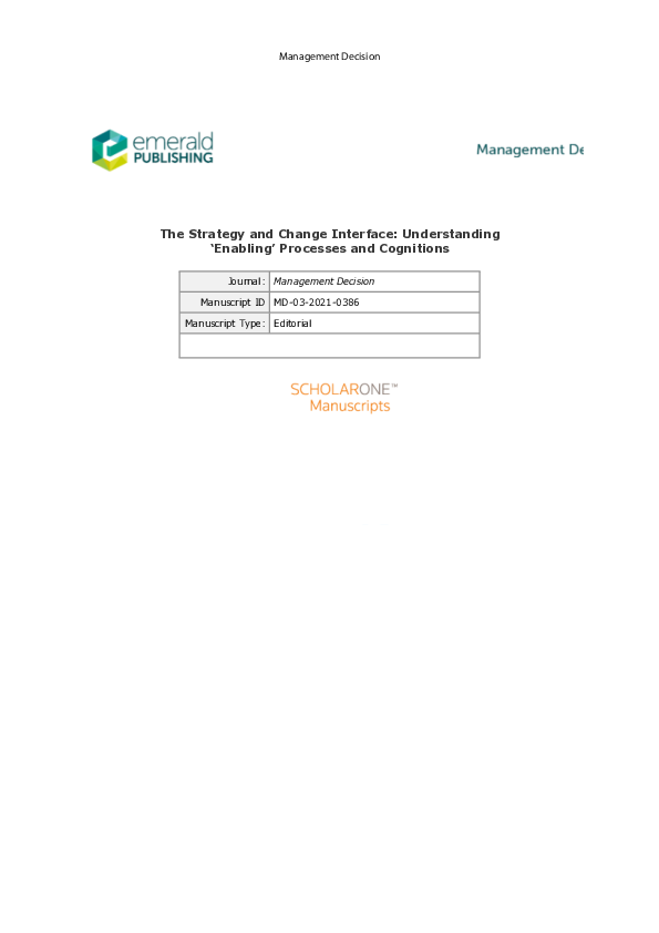(PDF) The strategy and change interface: understanding “enabling ...