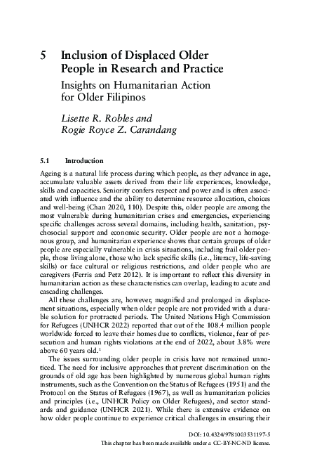 (PDF) Inclusion of Displaced Older People in Research and Practice