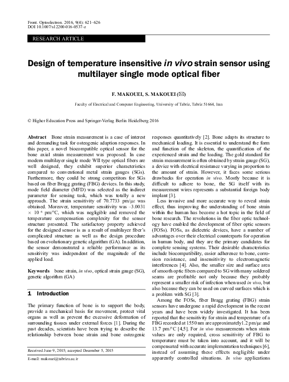 (PDF) Design of temperature insensitive in vivo strain sensor using ...