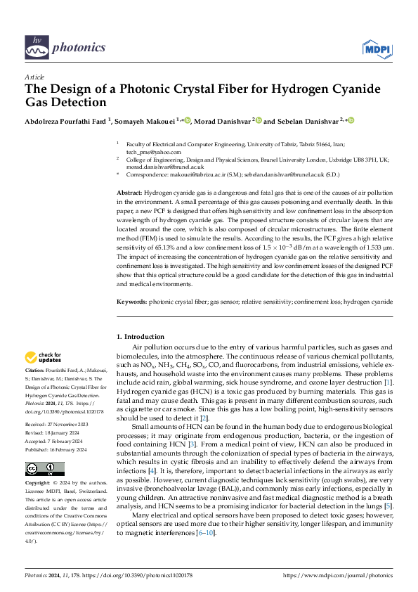 (PDF) The Design of a Photonic Crystal Fiber for Hydrogen Cyanide Gas ...