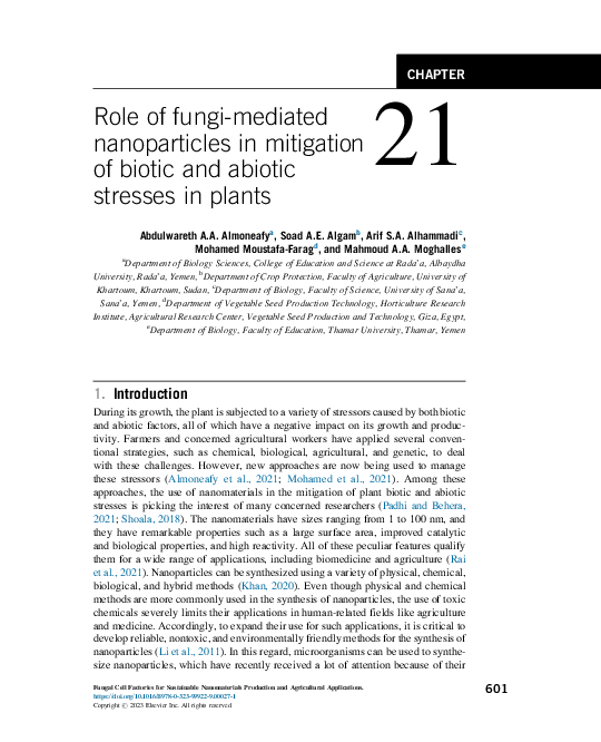 (PDF) Role of fungi-mediated nanoparticles in mitigation of biotic and ...