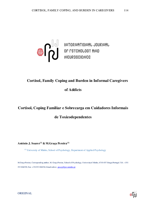 (PDF) Cortisol, family coping and burden in informal caregivers of addicts
