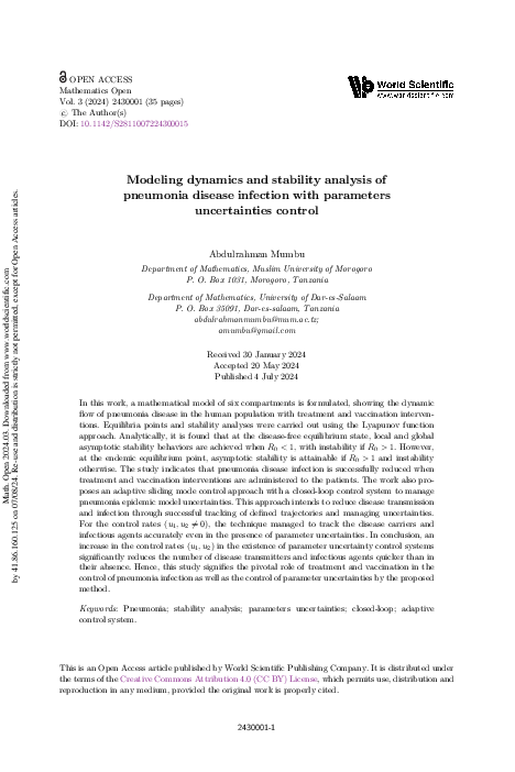 (PDF) Modelling dynamics and stability analysis of pneumonia disease ...