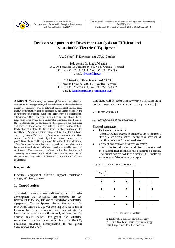 (PDF) Decision Support in the Investment Analysis on Efficient and ...