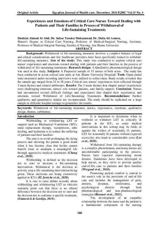 (PDF) Experiences and Emotions of Critical Care Nurses Toward Dealing ...