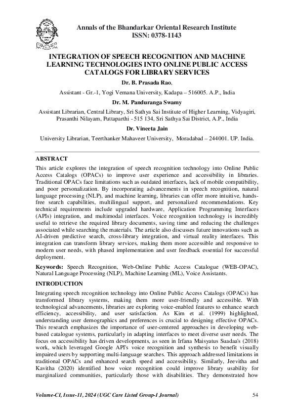 (PDF) Integration of Speech Recognition and Machine Learning ...