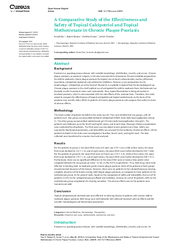 (PDF) A Comparative Study of the Effectiveness and Safety of Topical ...