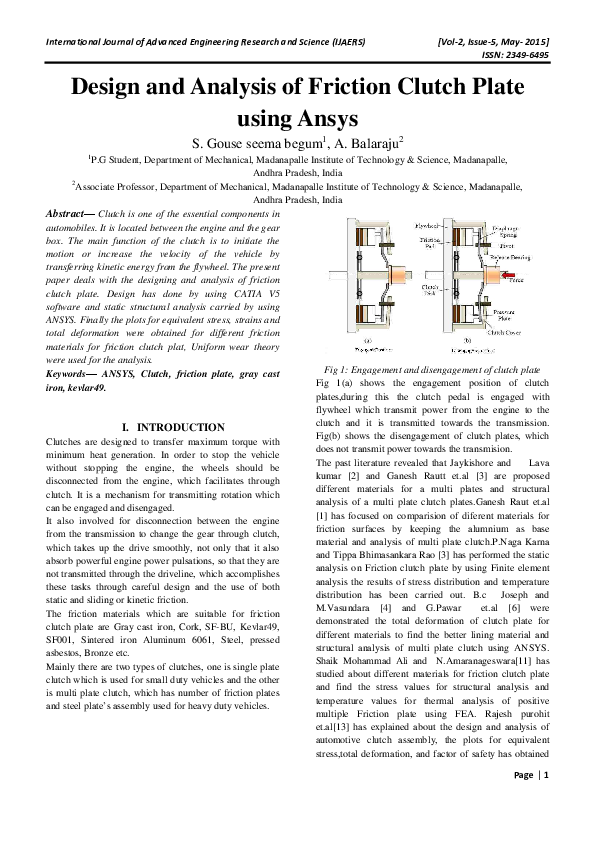 (PDF) Design and Analysis of Friction Clutch P (1)