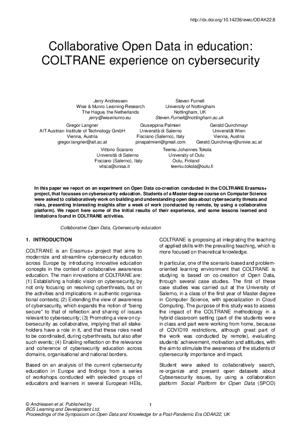 (PDF) Collaborative Open Data in education: COLTRANE experience on ...