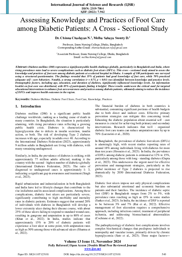 (PDF) Assessing Knowledge and Practices of Foot Care among Diabetic ...