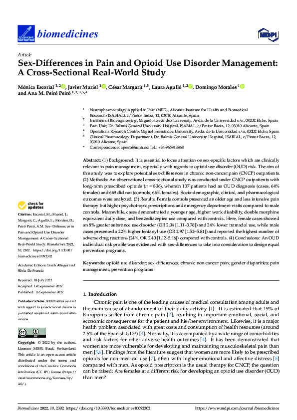 (PDF) Sex-Differences in Pain and Opioid Use Disorder Management: A ...