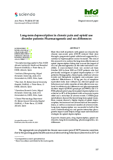 (PDF) Long-term deprescription in chronic pain and opioid use disorder ...