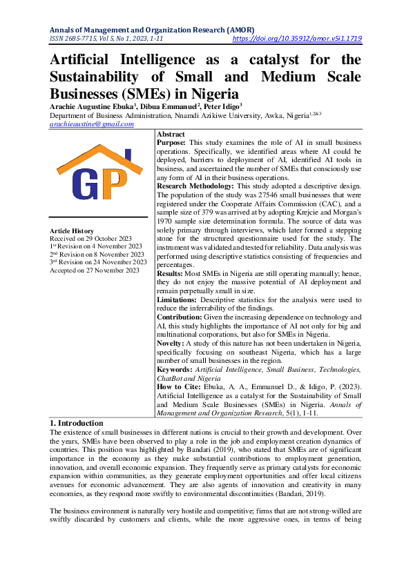 (PDF) Artificial Intelligence as a catalyst for the Sustainability of ...