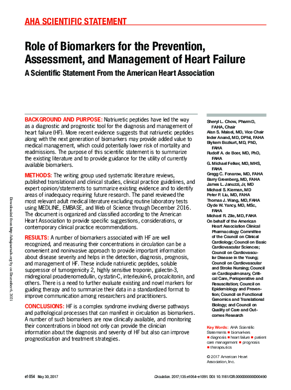 (PDF) Role of Biomarkers for the Prevention, Assessment, and Management ...