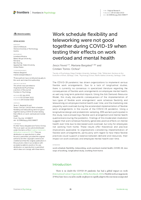 (PDF) Work schedule flexibility and teleworking were not good together ...