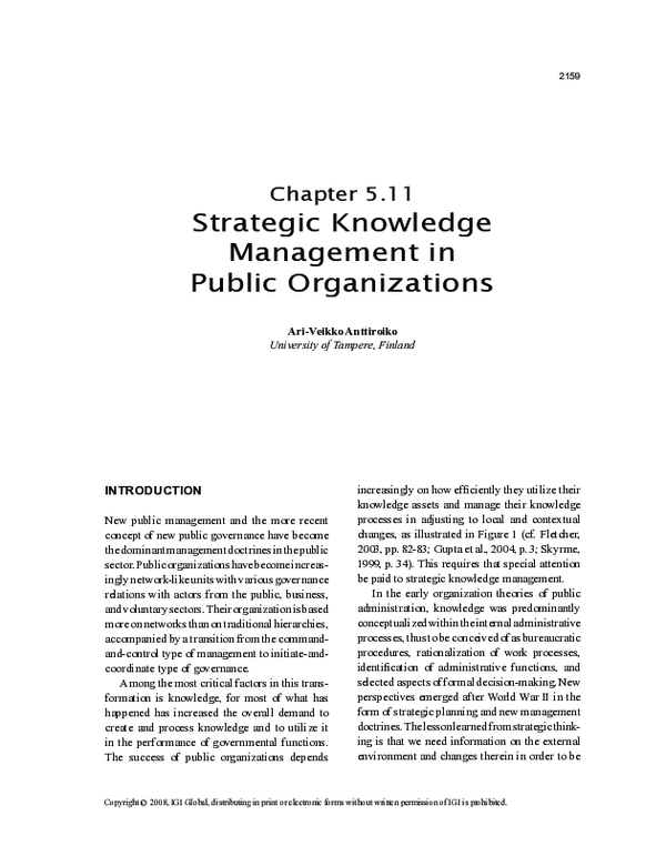 (PDF) Strategic Knowledge Management in Public Organizations