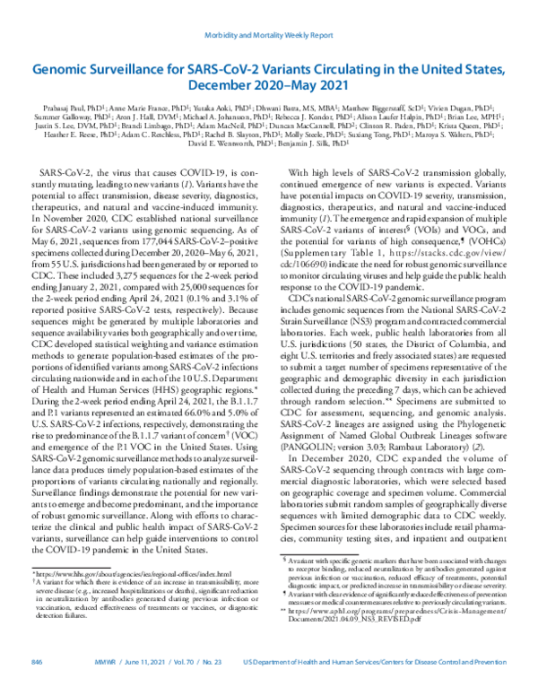(PDF) Genomic Surveillance for SARS-CoV-2 Variants Circulating in the ...
