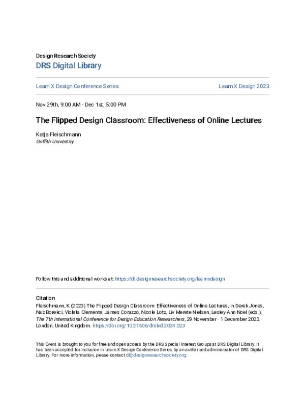 (PDF) The Flipped Design Classroom Effectiveness of Online Lectures ...