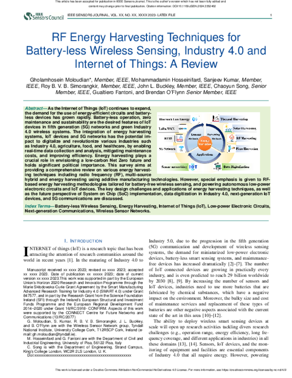 (PDF) RF Energy Harvesting Techniques for Battery-less Wireless Sensing ...