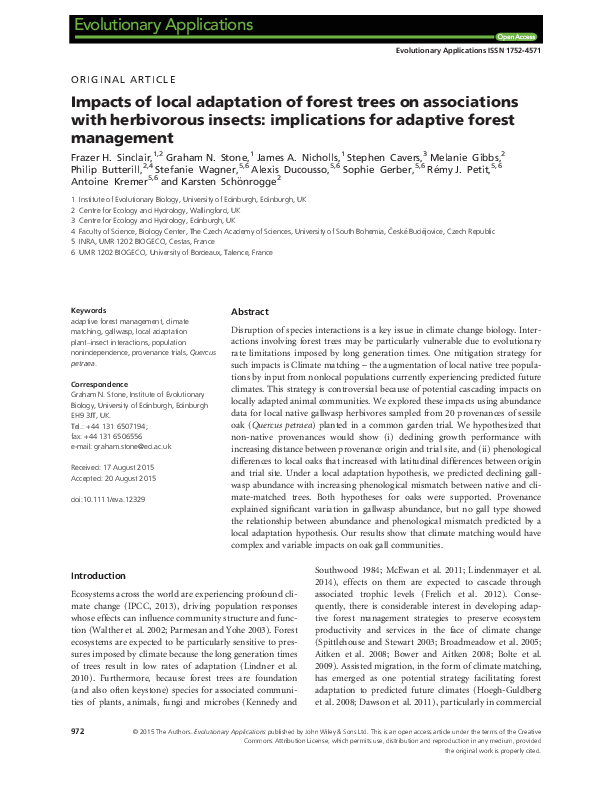 (PDF) Impacts of local adaptation of forest trees on associations with ...