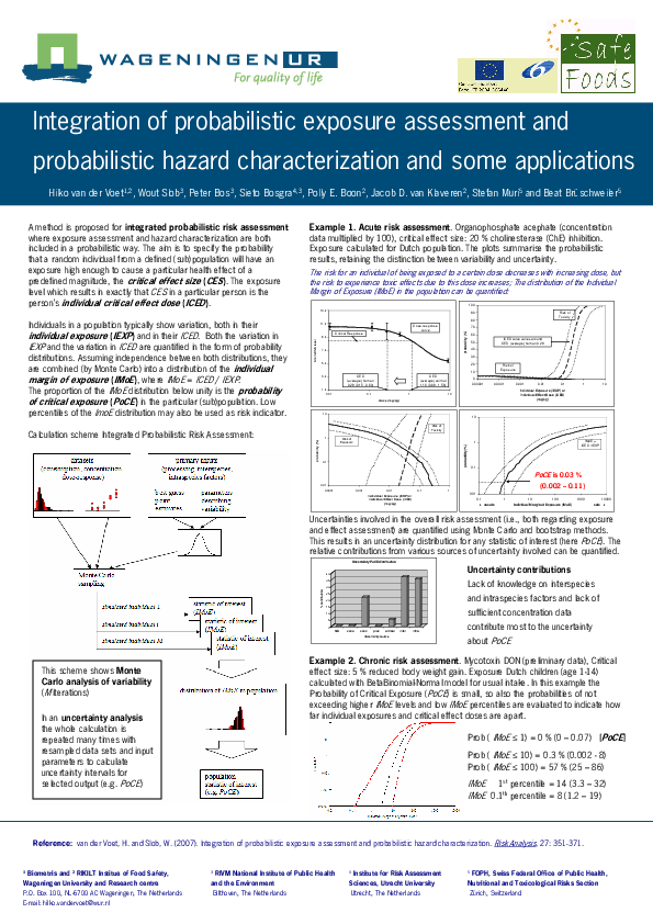 (PDF) Integration of Probabilistic Exposure Assessment and ...
