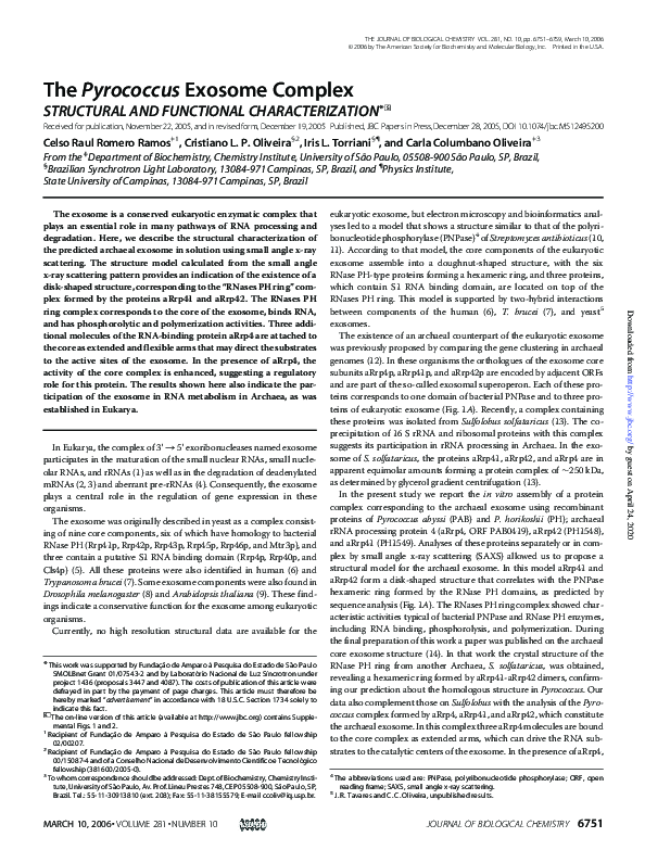 (PDF) The Pyrococcus Exosome Complex